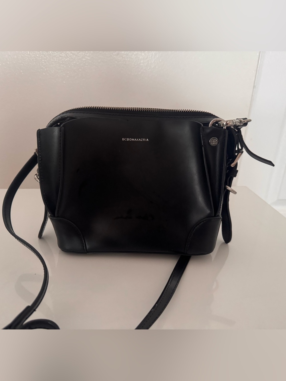 BCBGMaxAzria Black Smooth Leather Crossbody